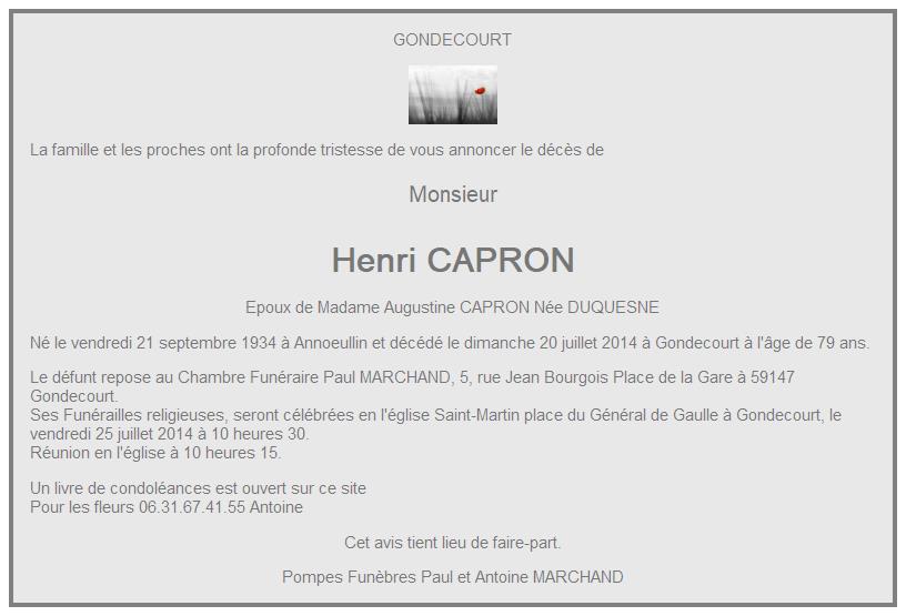 Image Annonce nécrologique d'Henri