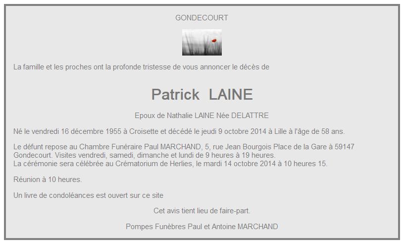 Image Annonce nécrologique de Patrick