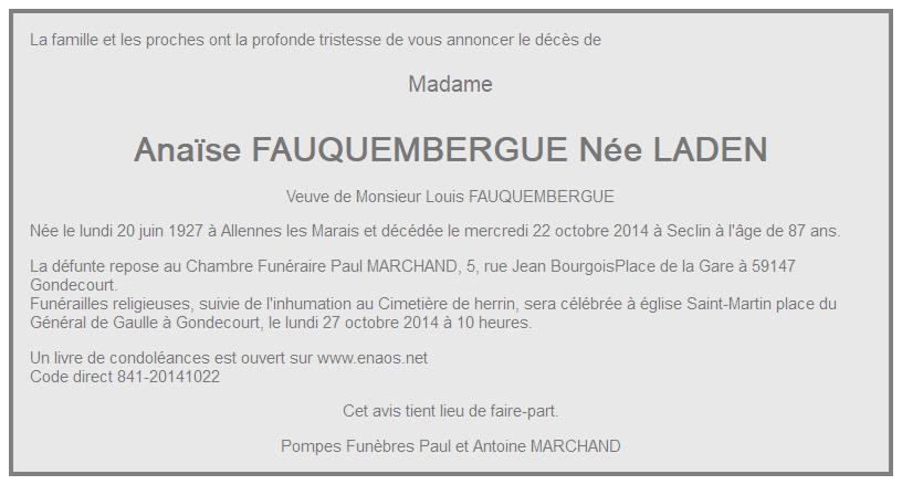 Image Annonce nécrologique d'Anaïse