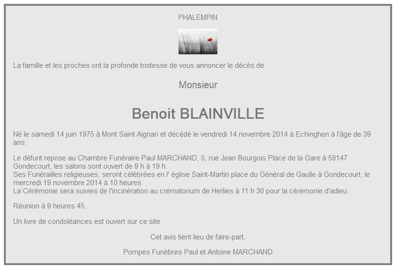 Image Annonce nécrologique de Benoit