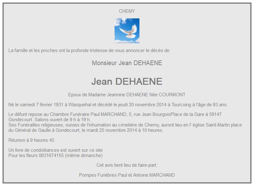 Image Annonce nécrologique de Jean