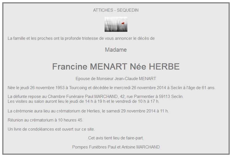 Image Annonce nécrologique de Francine