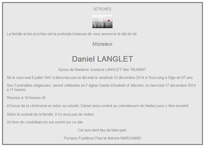 Image Annonce nécrologique de Daniel