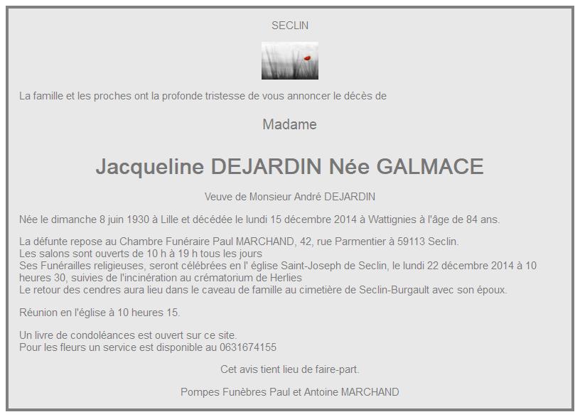 Image Annonce nécrologique de Jacqueline
