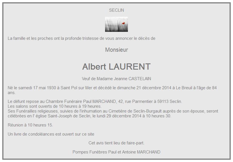 Image Annonce nécrologique d'Albert
