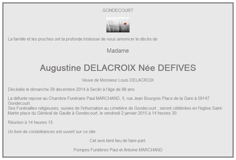 Image Annonce nécrologique d'Augustine