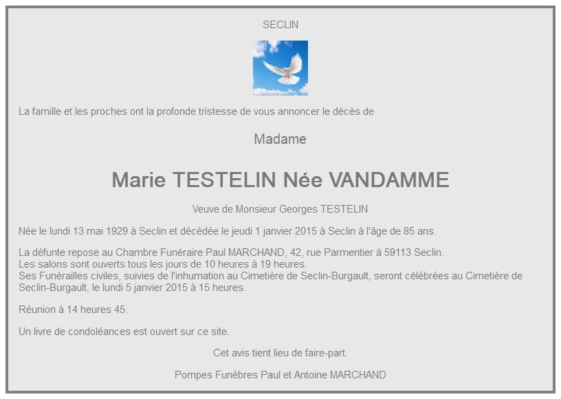 Image Annonce nécrologique De Marie