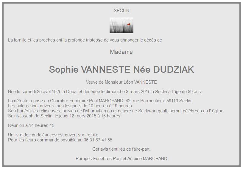 Image Annonce nécrologique de Sophie