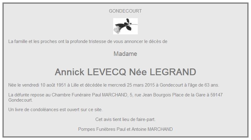 Image Annonce nécrologique d'Annick