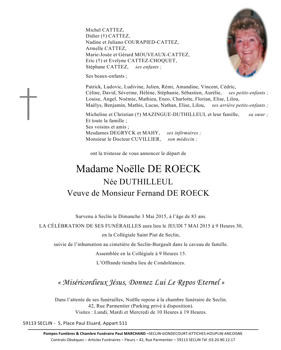 Image Annonce nécrologique de Noëlle