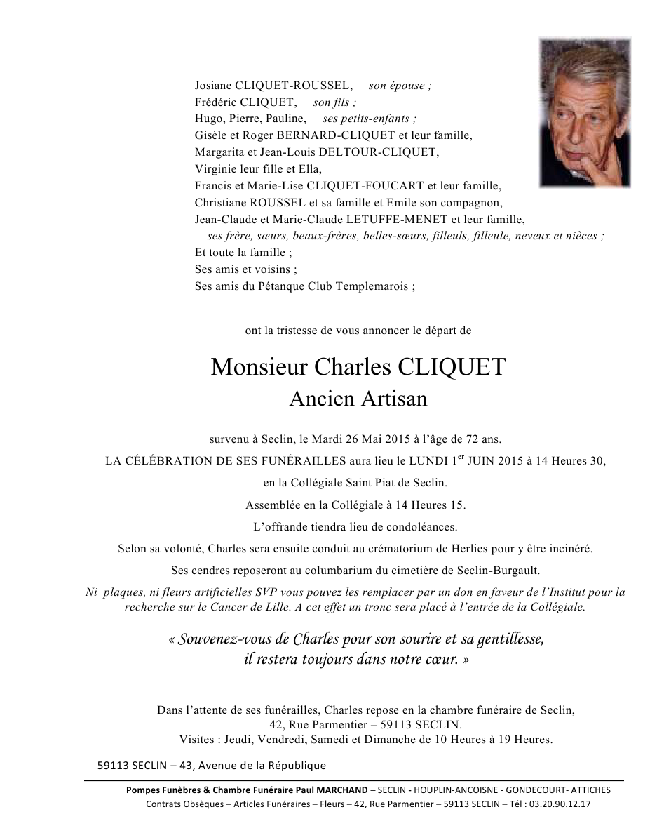 Image Annonce nécrologique de Charles