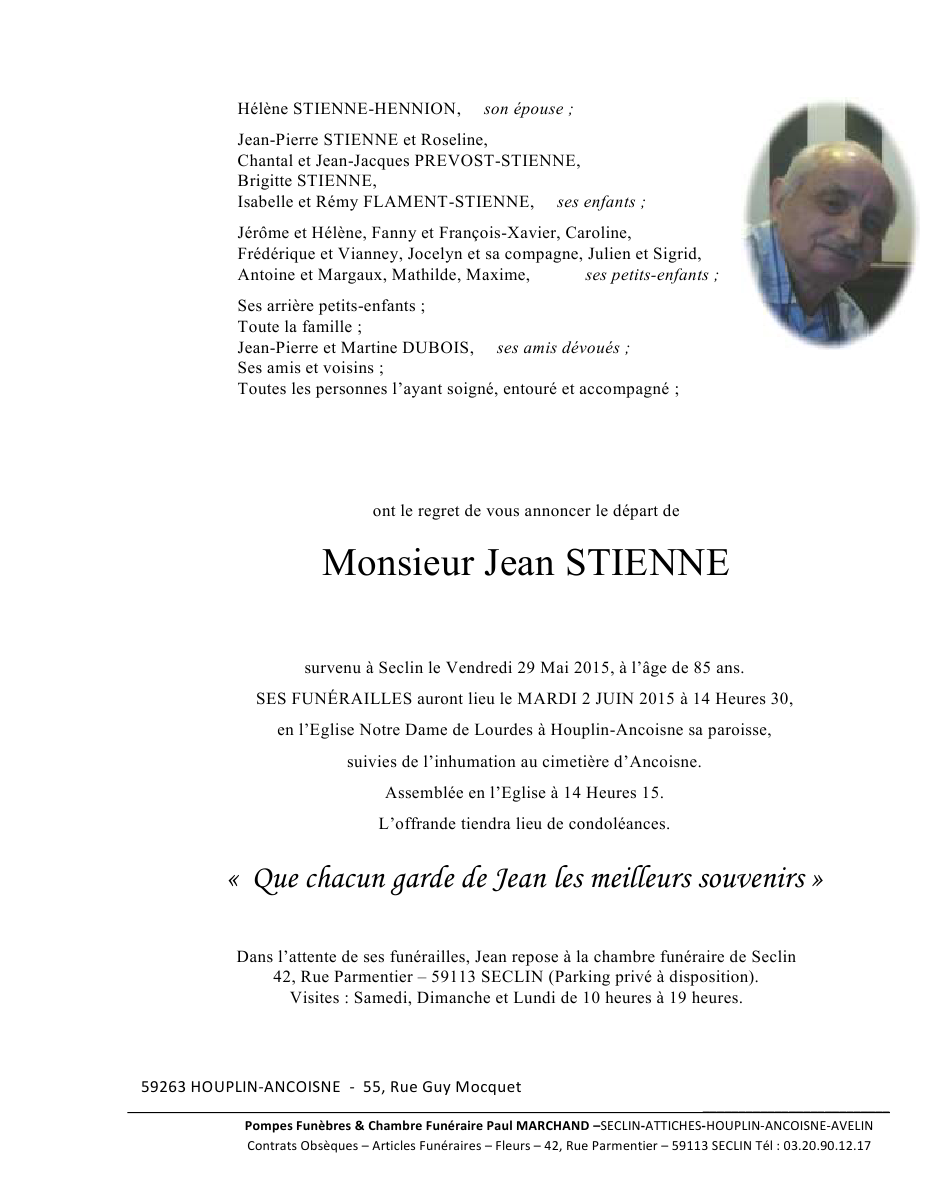 Image Annonce nécrologique de Jean