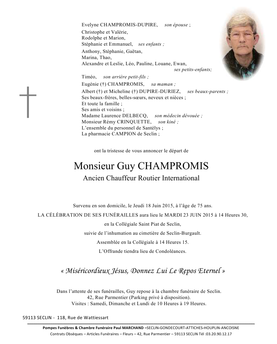 Image Annonce nécrologique de Guy