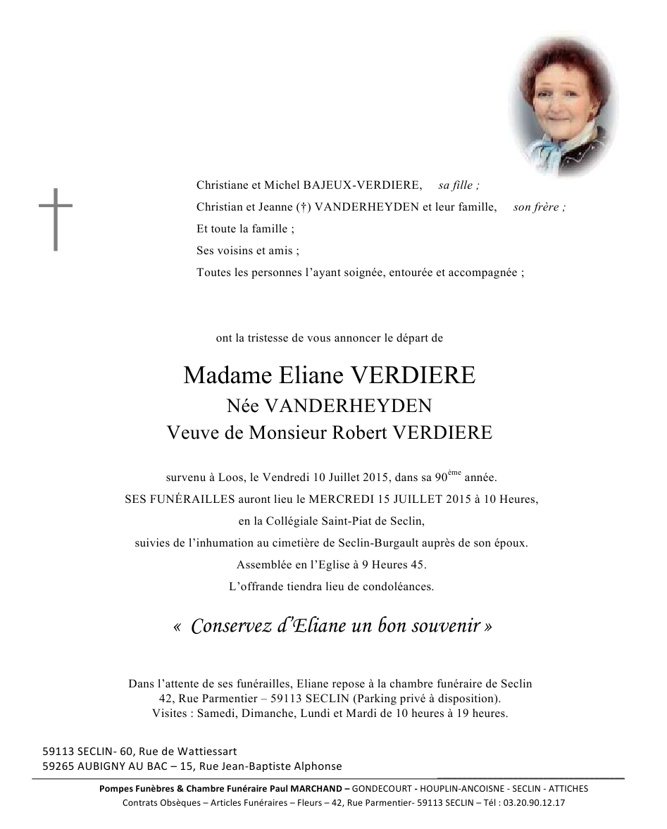 Image Annonce nécrologique d'Eliane