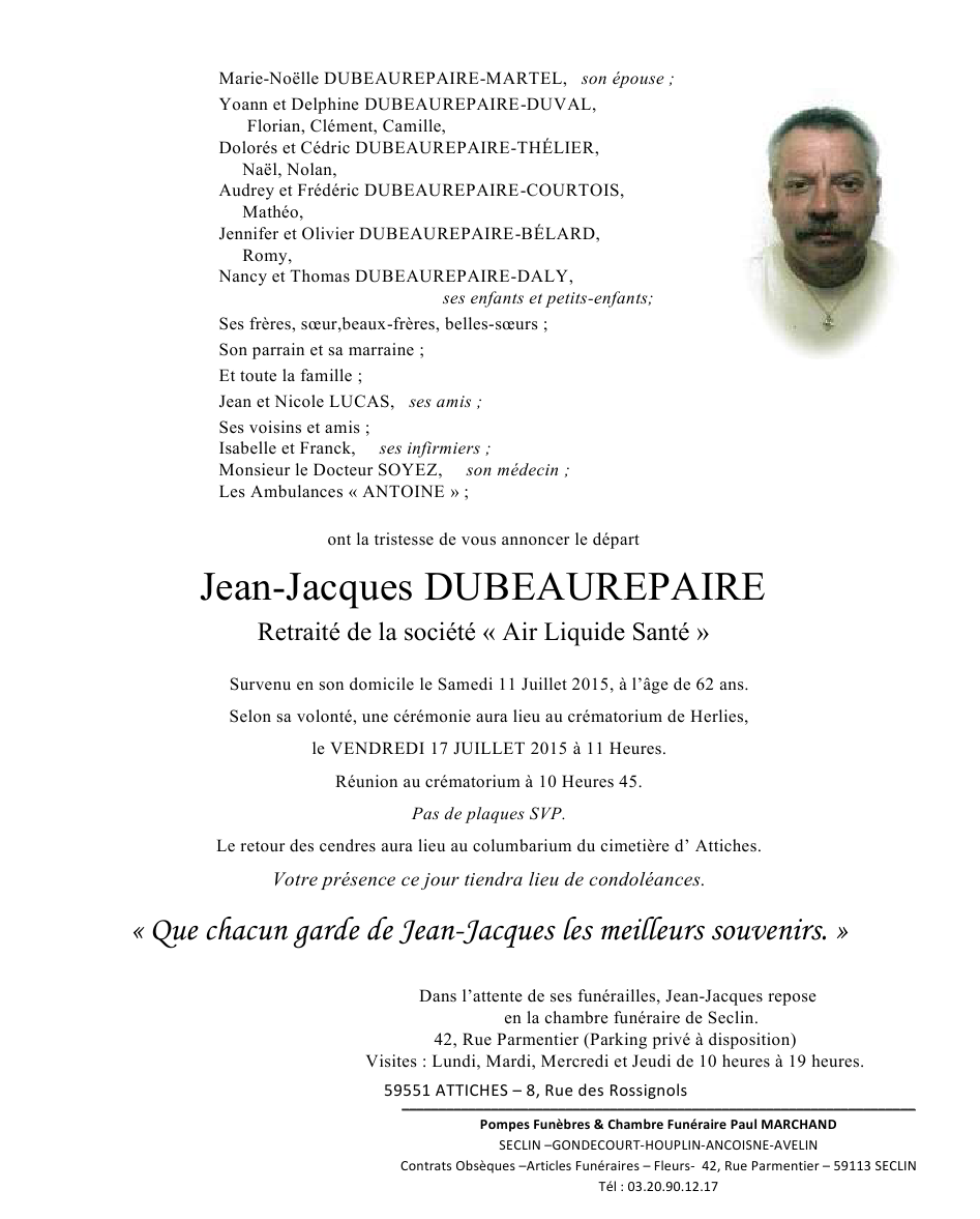 Image Annonce nécrologique de Jean-Jacques