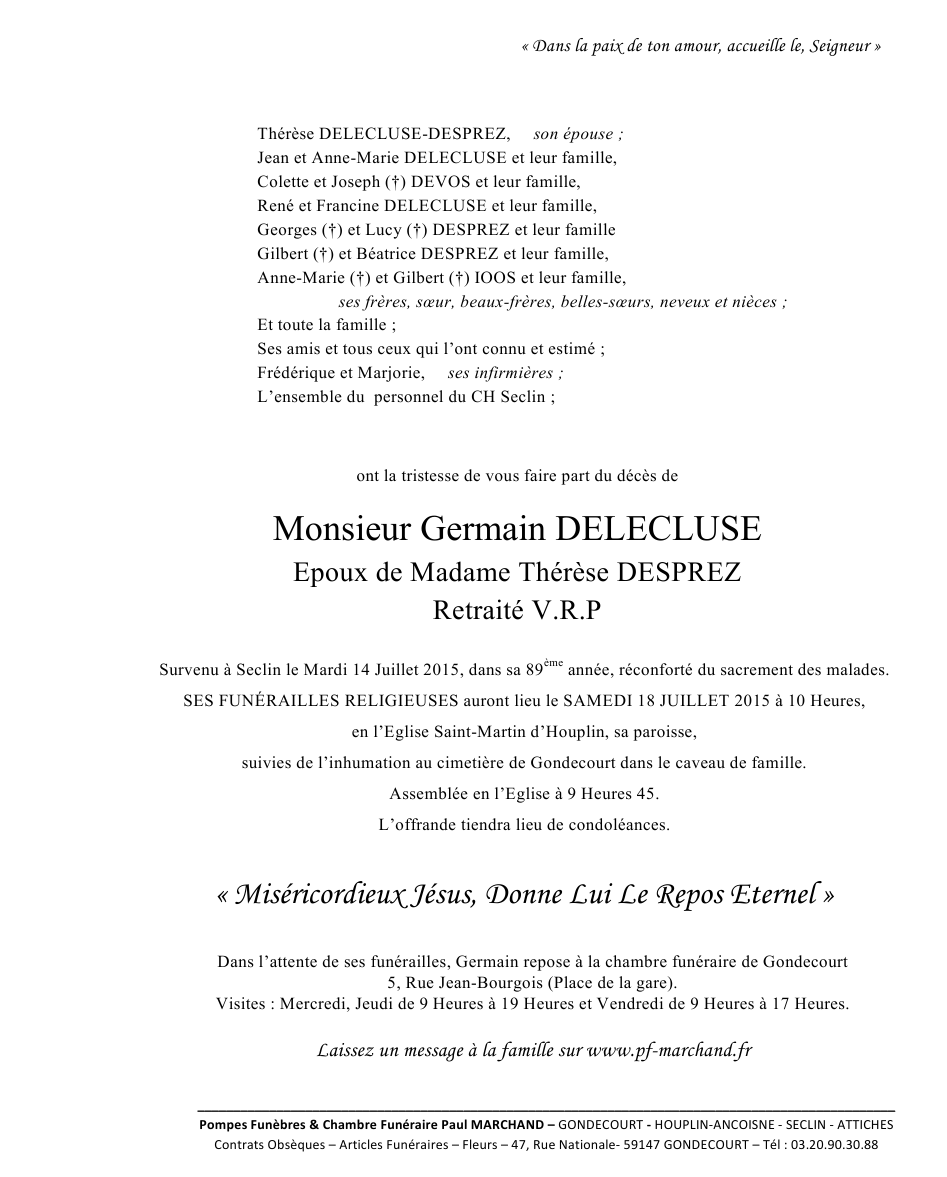 Image Annonce nécrologique de Germain