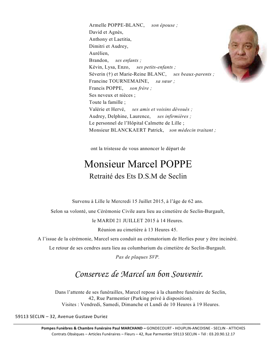 Image Annonce nécrologique de Marcel