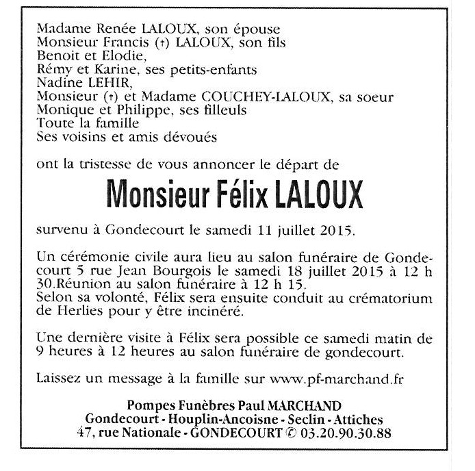 Image Annonce nécrologique de Félix