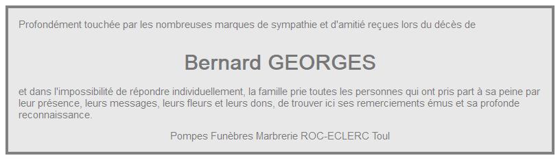 Image Remerciement: Décès Bernard GEORGES