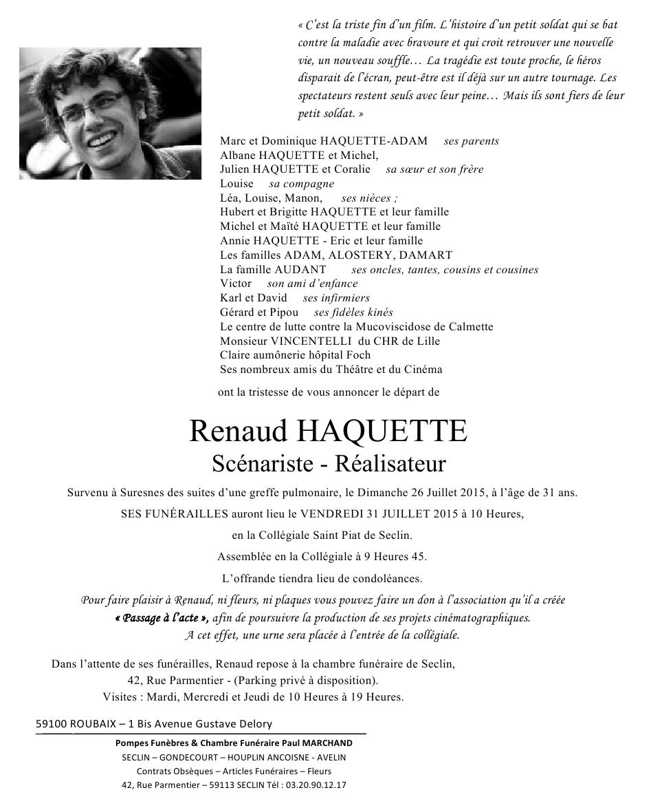 Image Annonce nécrologique de Renaud
