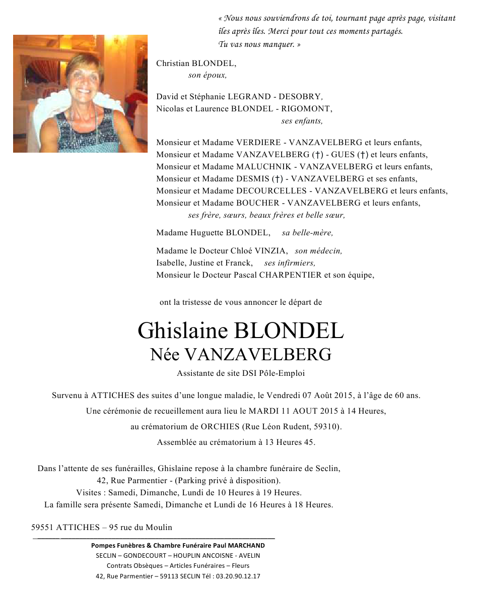 Image Annonce nécrologique de Ghislaine