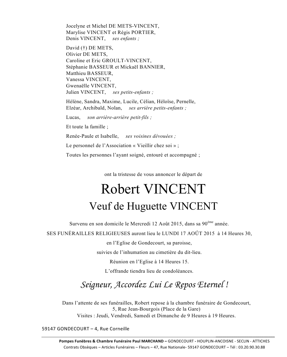 Image Annonce nécrologique de Robert
