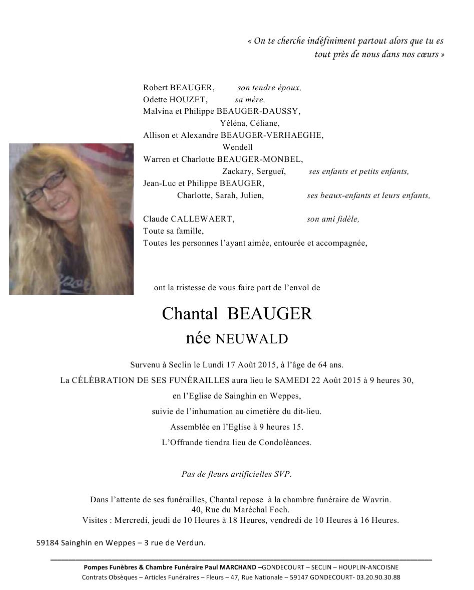 Image Annonce nécrologique de Chantal