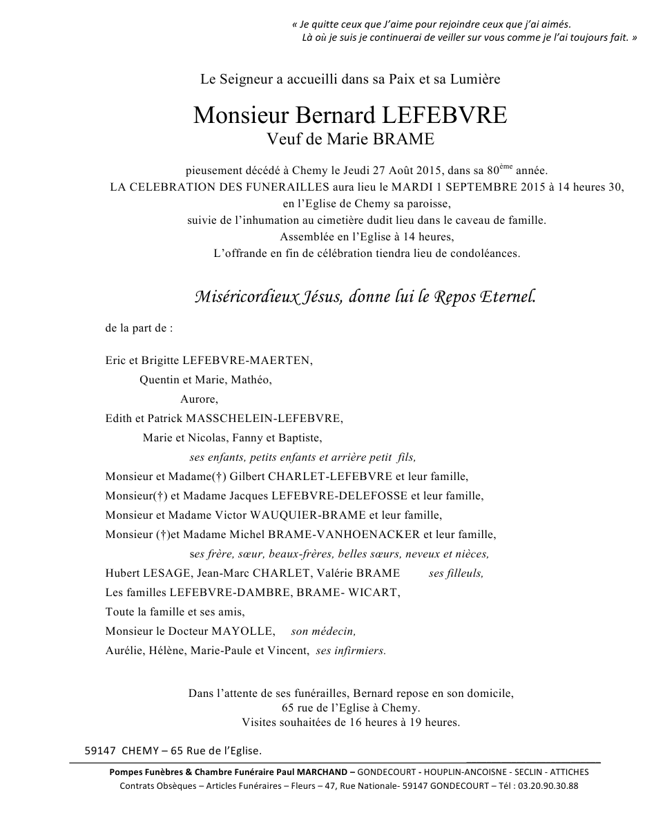 Image Annonce nécrologique de Bernard
