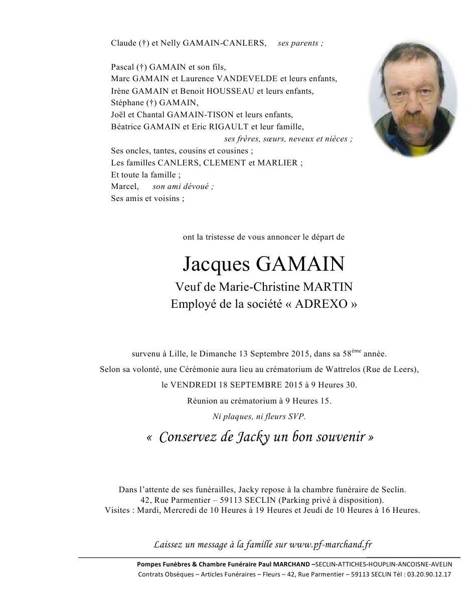 Image Annonce nécrologique de Jacques