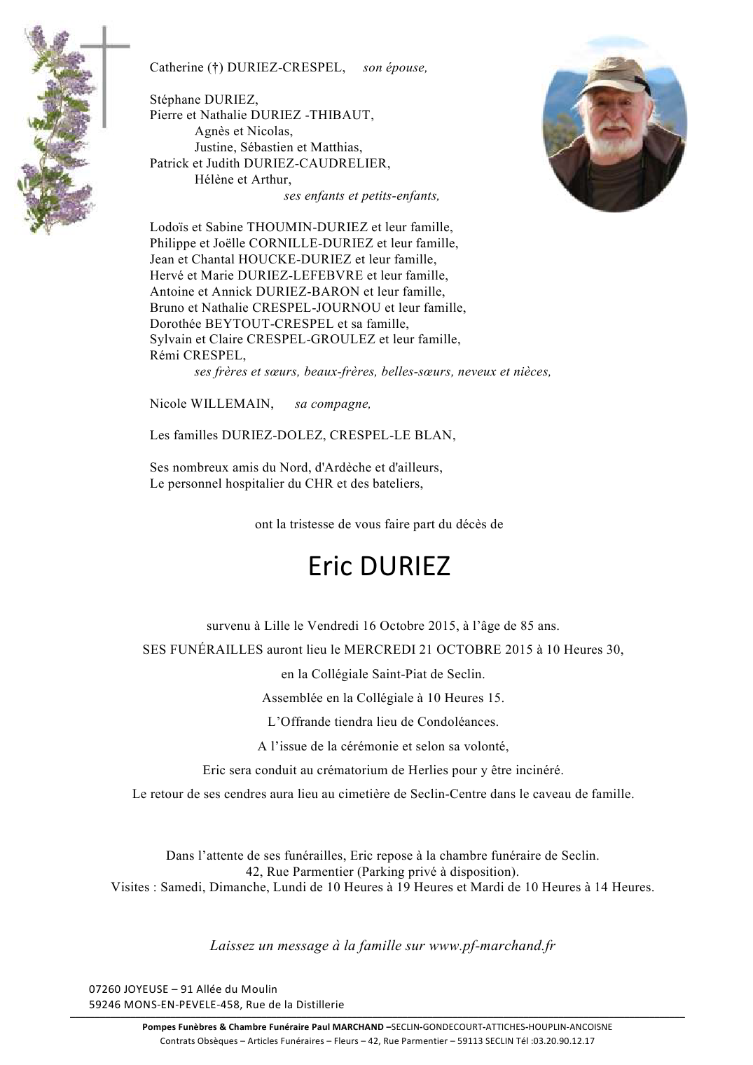 Image Annonce nécrologique d'Eric