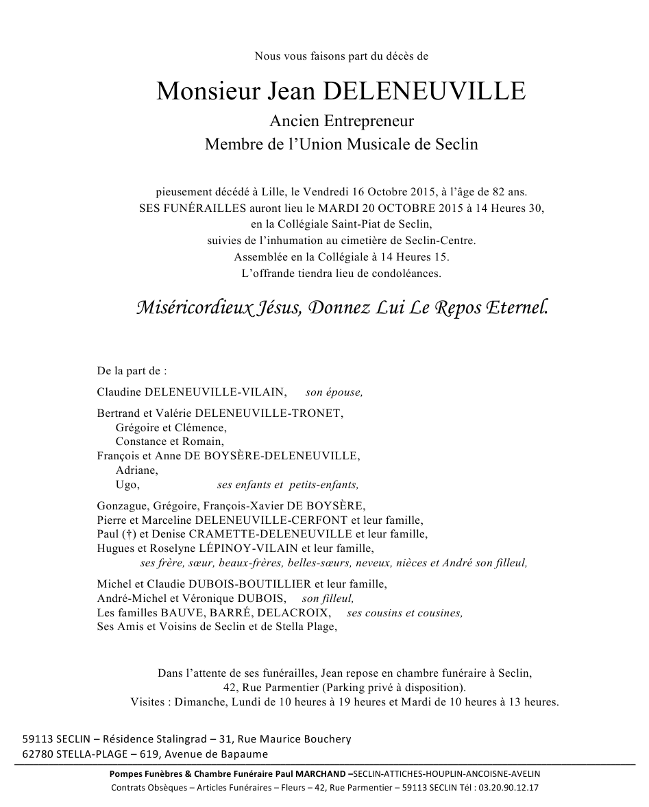 Image Annonce nécrologique de Jean
