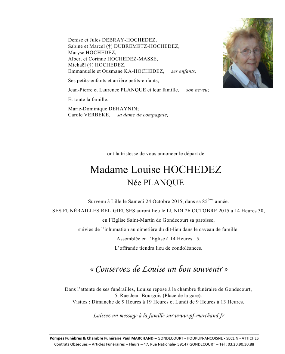 Image Annonce nécrologique de Louise