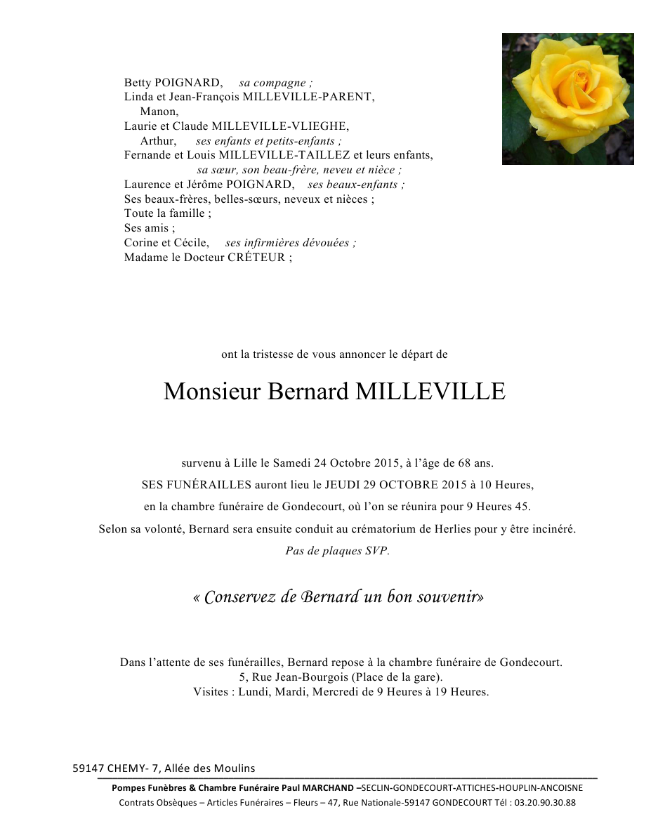 Image Annonce nécrologique de Bernard
