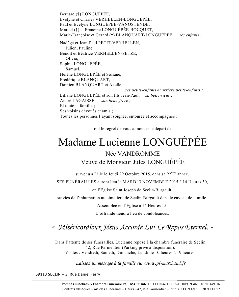 Image Annonce nécrologique de Lucienne