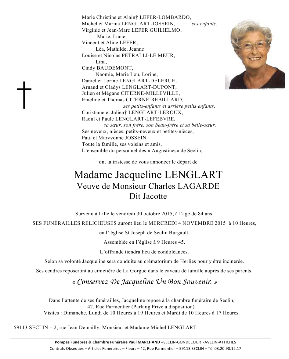 Image Annonce nécrologique de Jacqueline