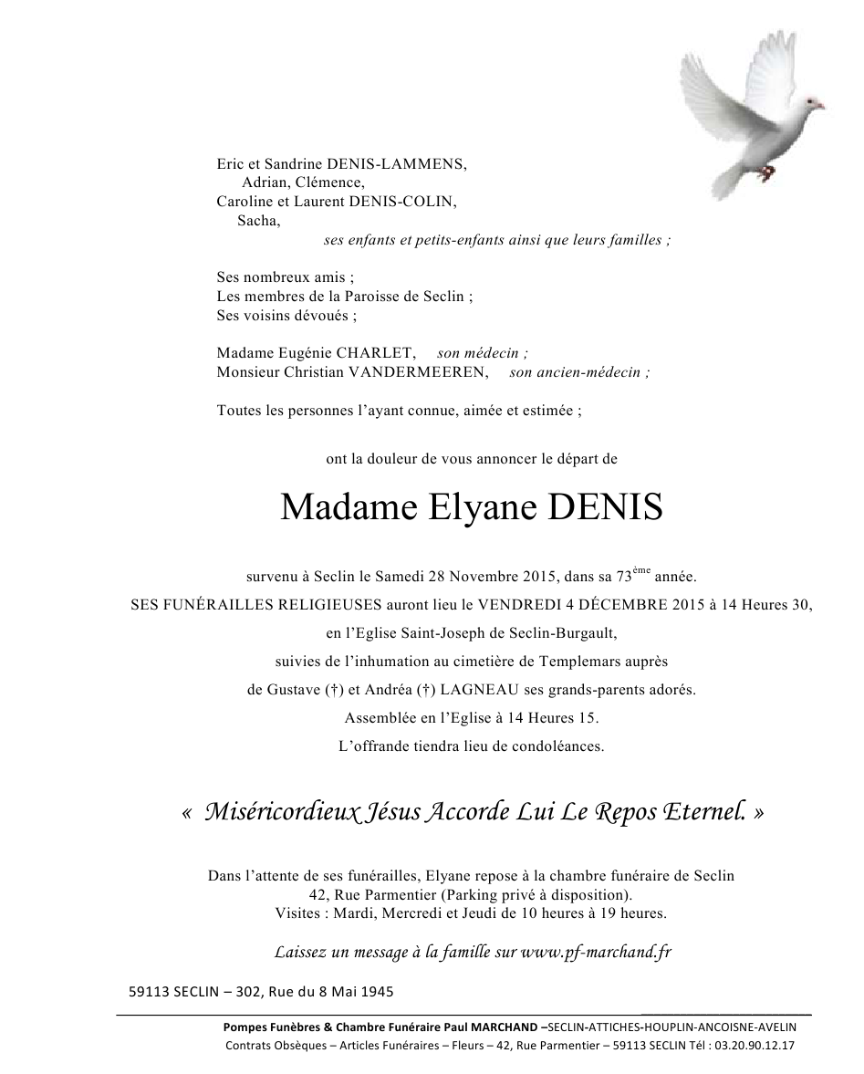 Image Annonce nécrologique d'Eliane