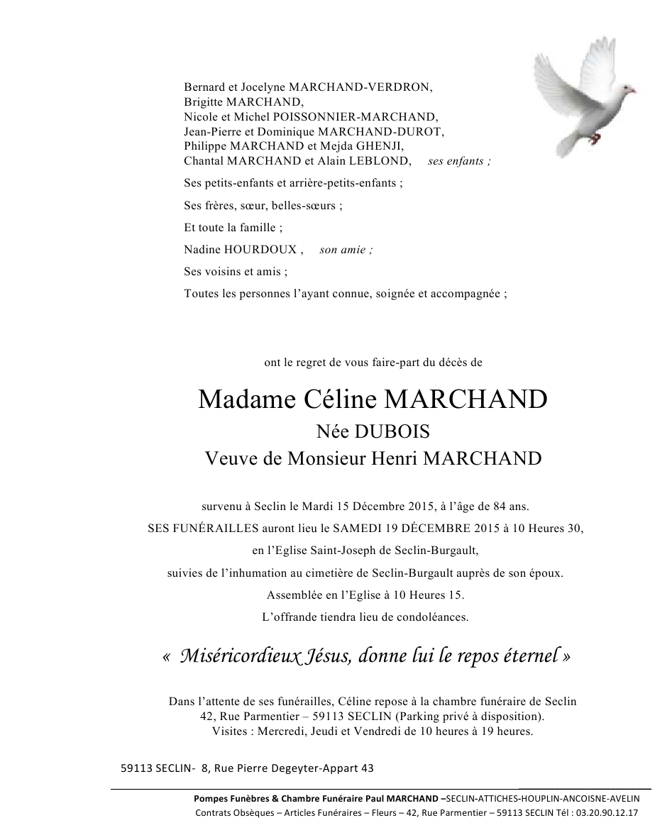 Image Annonce nécrologique de Céline