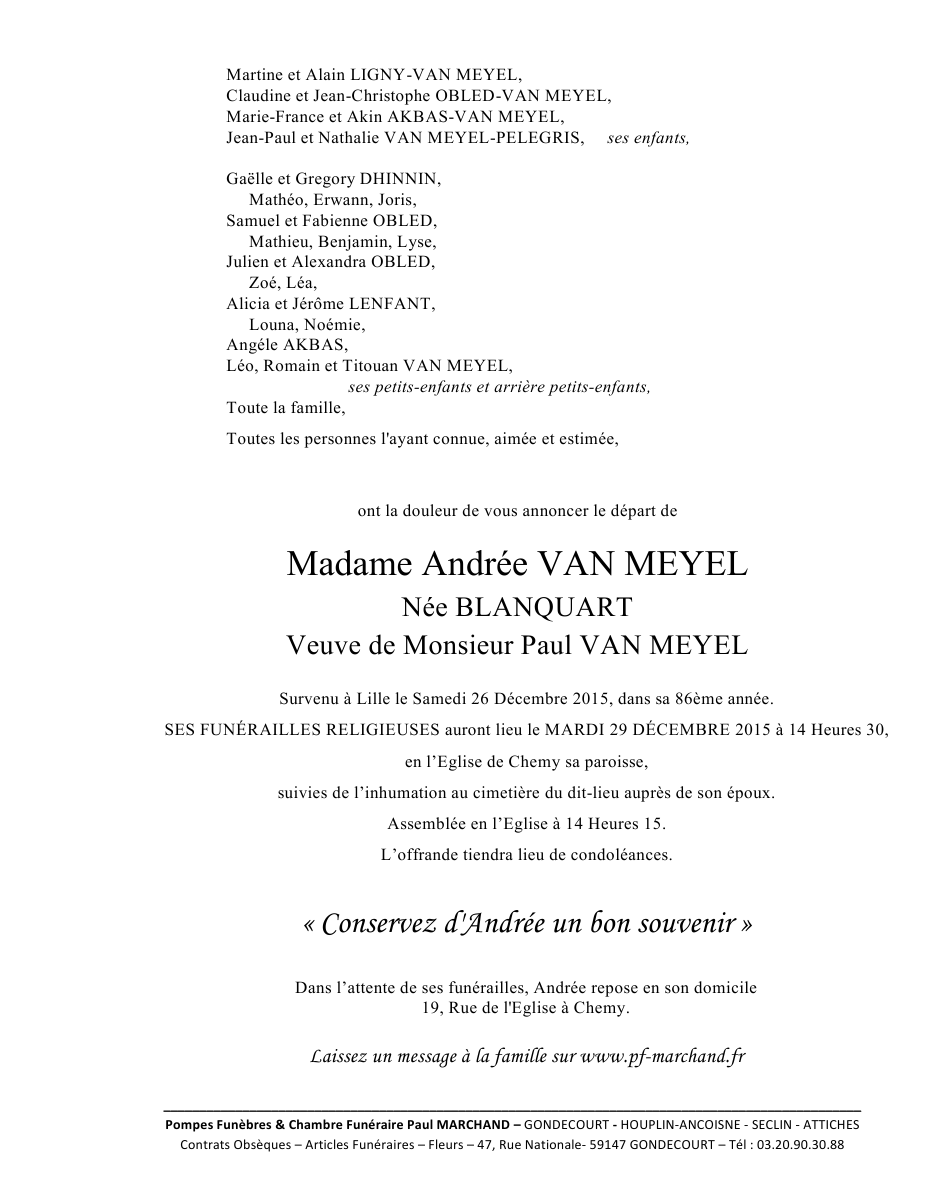 Image Annonce nécrologique d'Andrée