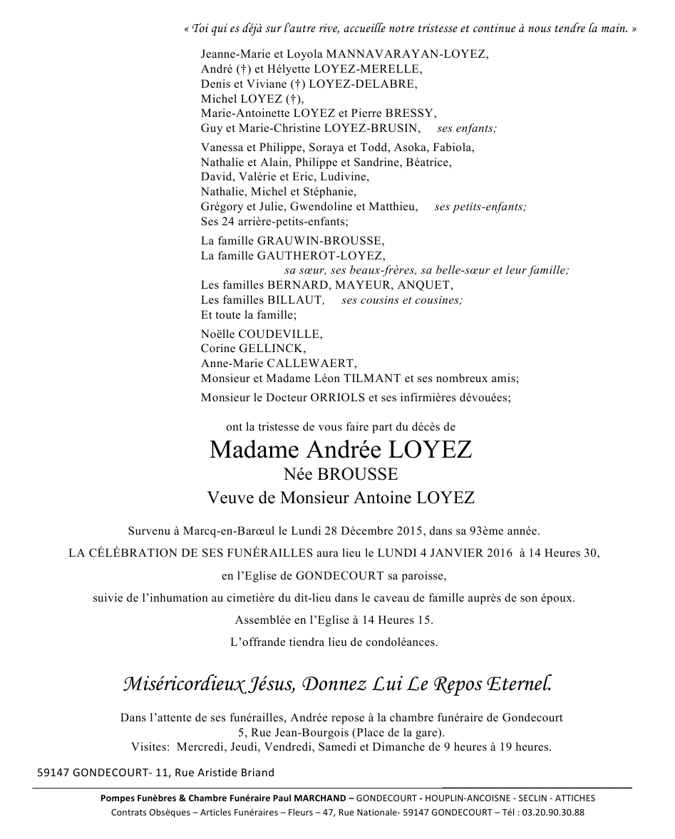 Image Annonce nécrologique d'Andrée