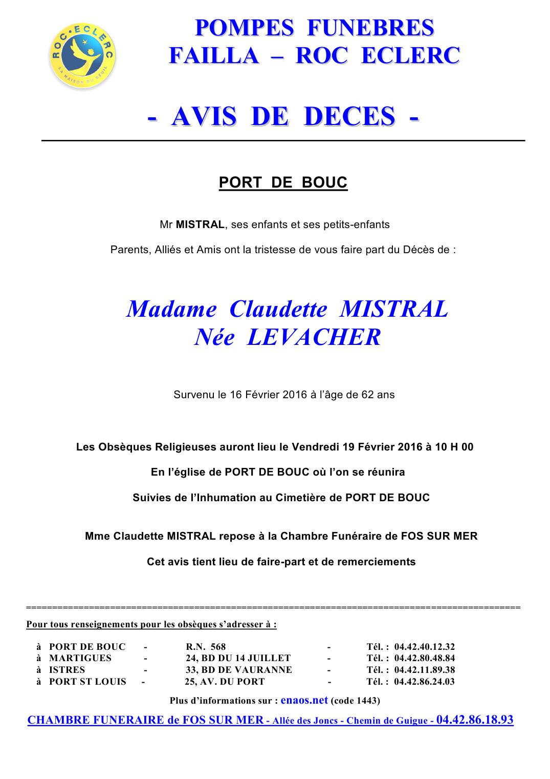 Deces De Madame Claudette Levacher 16 02 16 Fr Be Annonce Necrologique 190635