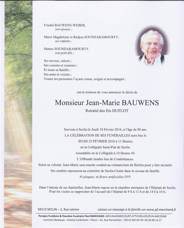 Image Annonce nécrologique de Jean-Marie