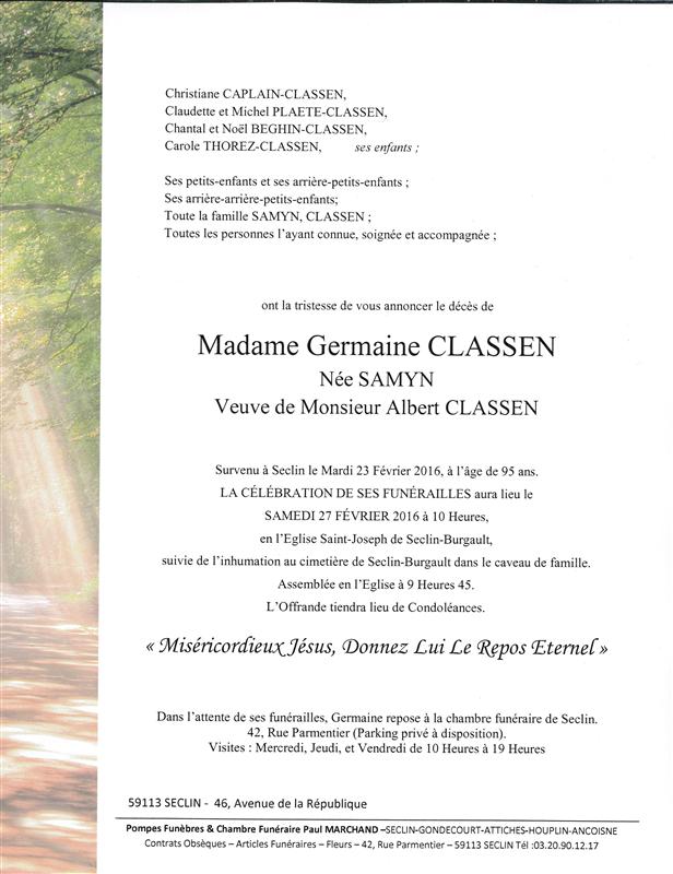 Image Annonce nécrologique de Germaine 