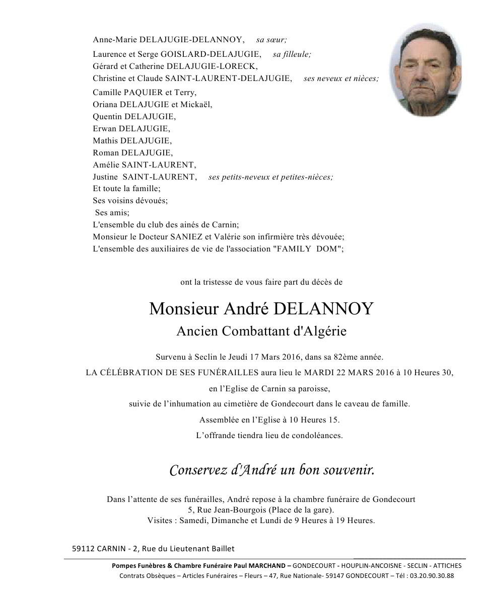 Image Annonce nécrologique d'André