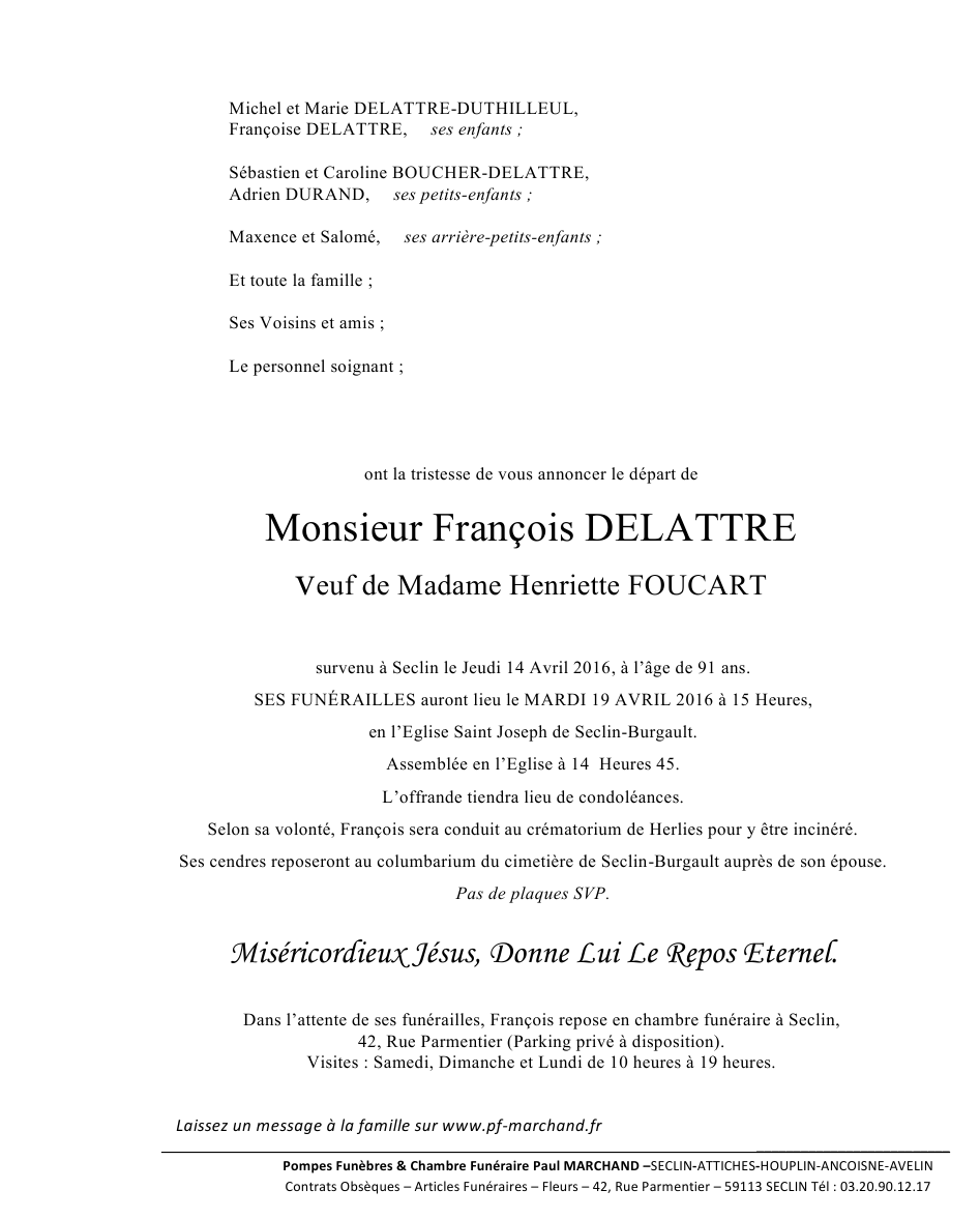 Image Annonce nécrologique de François