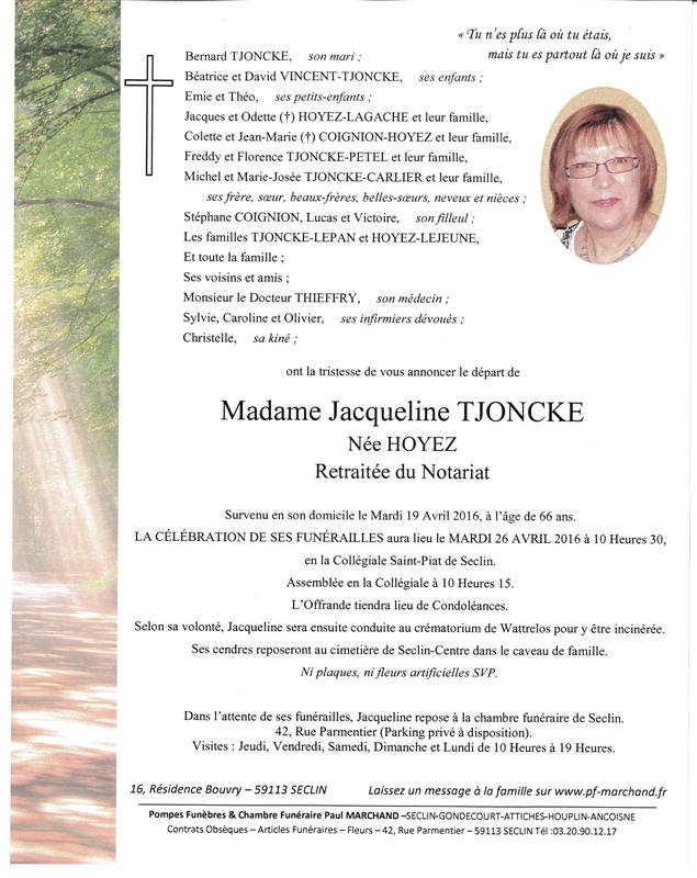Image Annonce nécrologique de Jacqueline