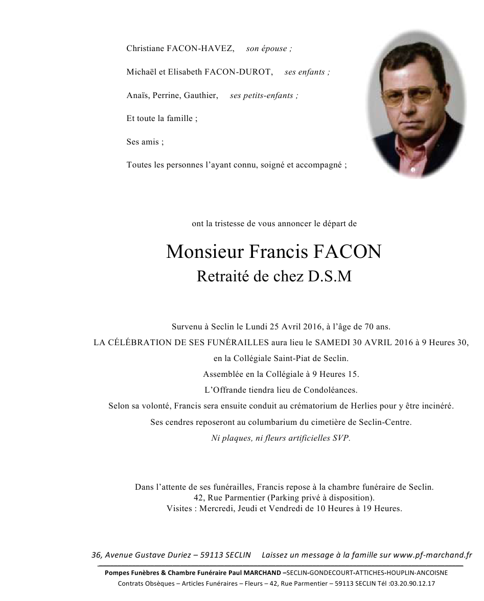 Image Annonce nécrologique de Francis