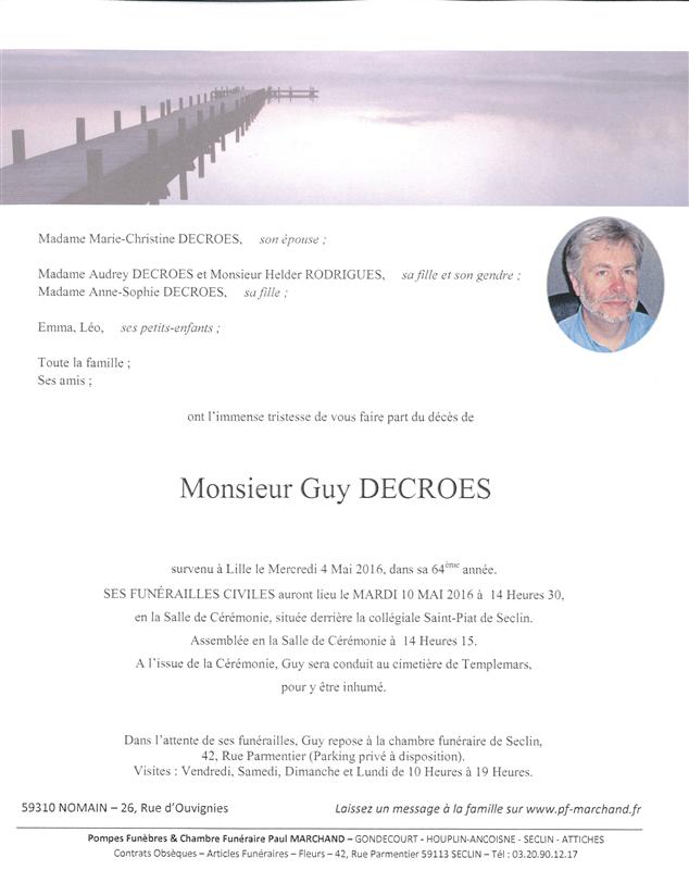 Image Annonce nécrologique de Guy