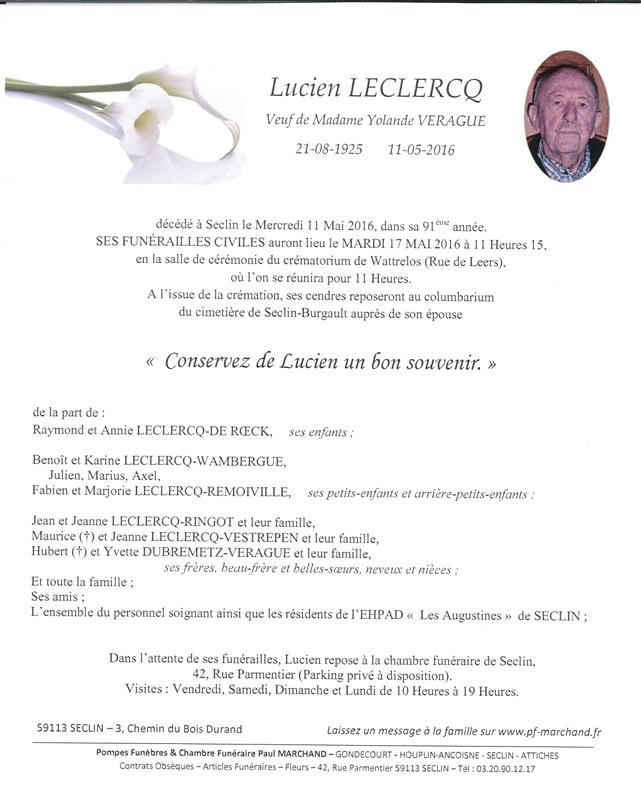 Image Annonce nécrologique de Lucien
