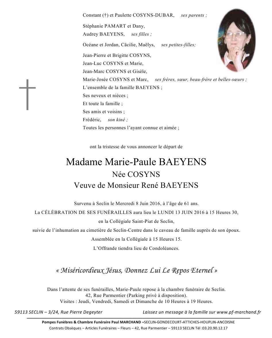 Image Annonce nécrologique de Marie-Paule