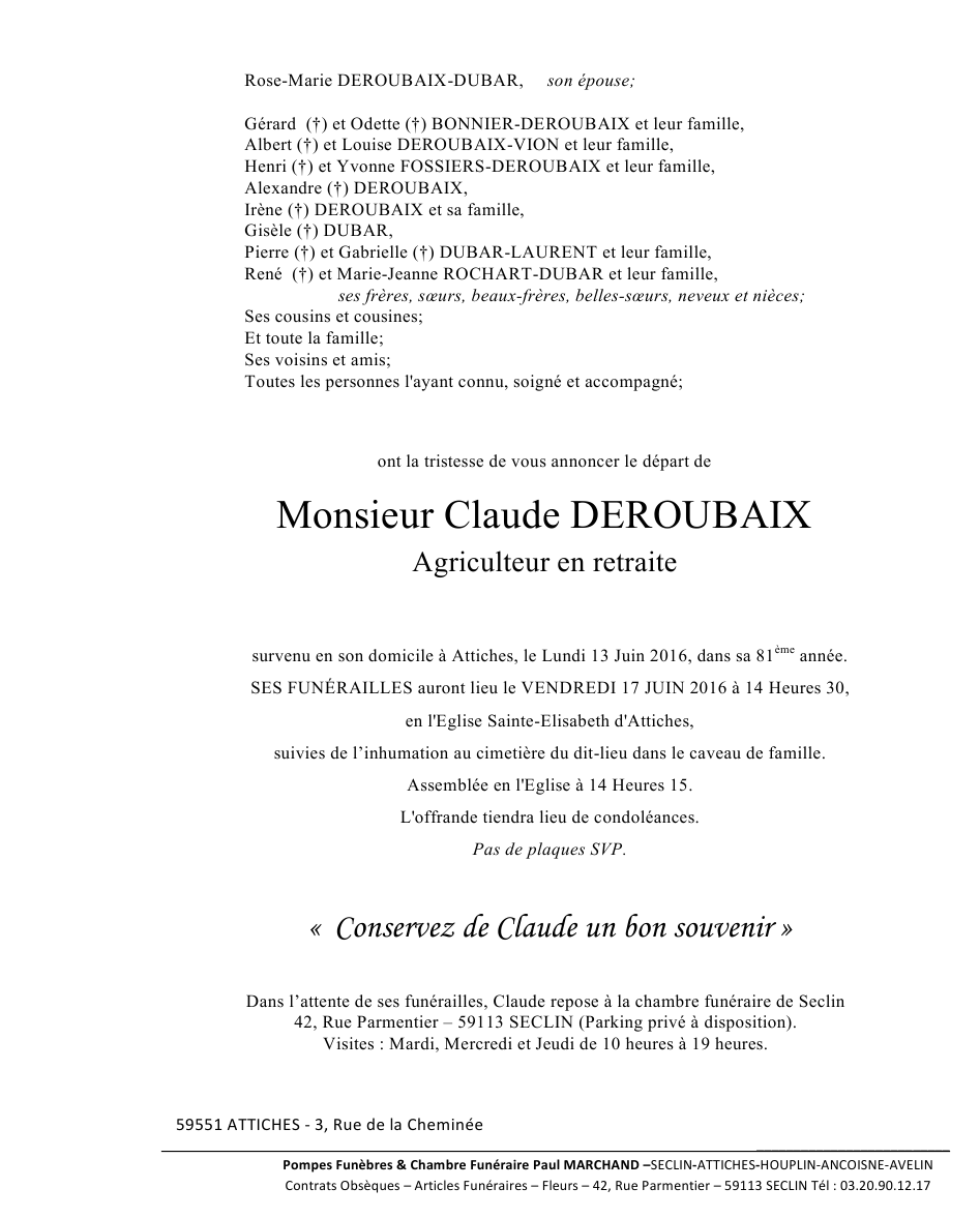 Image Annonce nécrologique de Claude